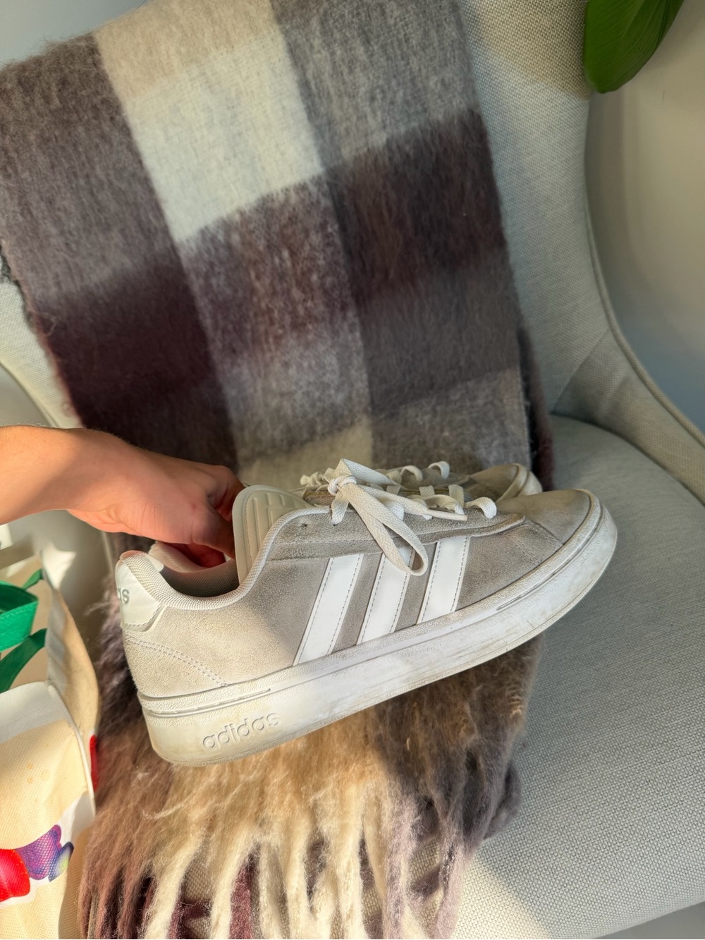 adidas Light Gray Suede Casual Sneakers